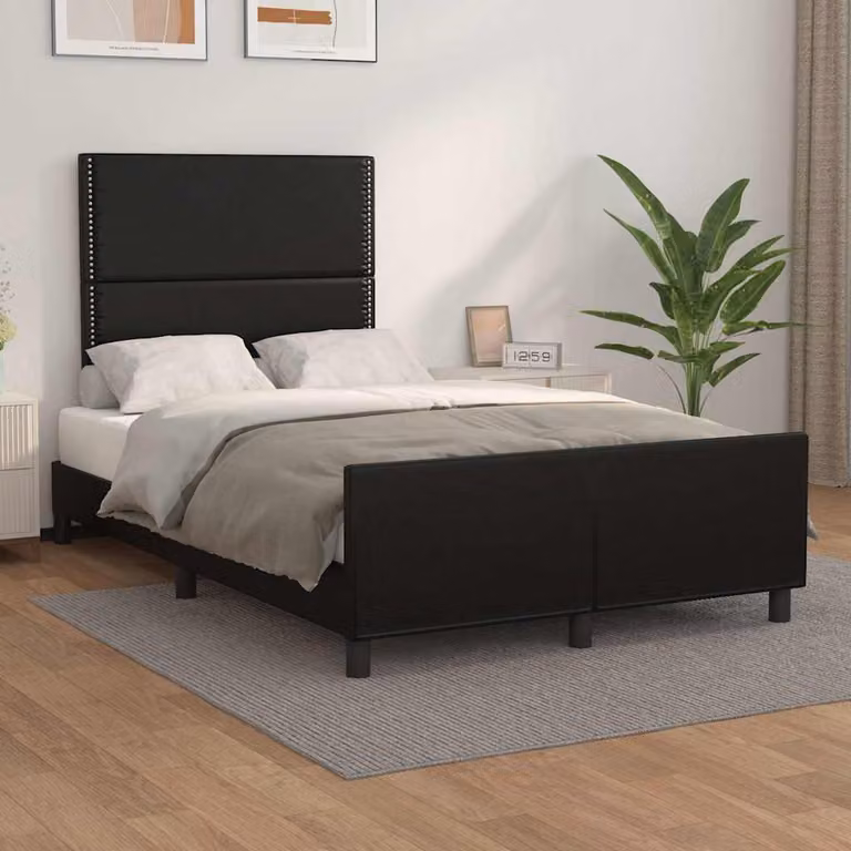 vidaXL Giroletto con Testiera in Similpelle Nero L/P/H: 120 x 200 x 126 cm