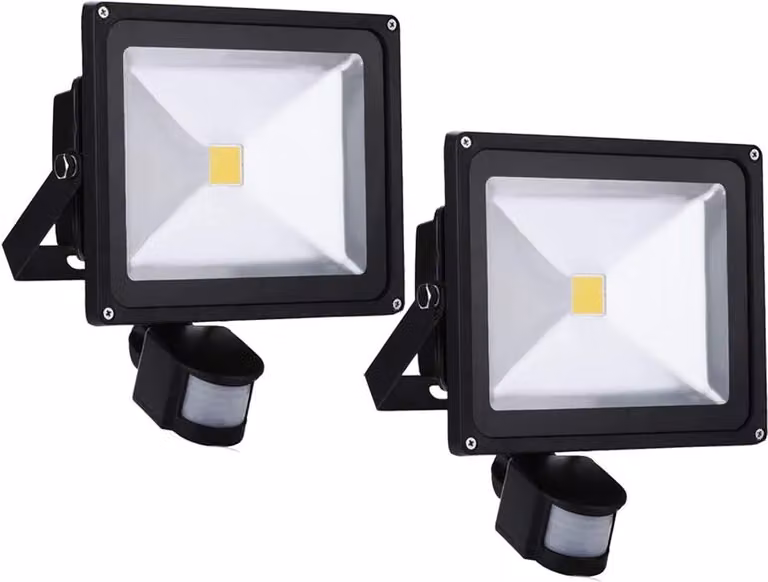 Greenmigo 2x 30W Proiettore LED con sensore di movimento, illuminazione per esterni, lampada di sicurezza, faretto LED 3000K bianco caldo, faretto da esterno, impermeabile IP65 per giardino, garage, campo sportivo