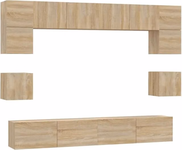 Set Mobili Porta TV 8pz | Armadietto TV | Mobile Porta TV Rovere Sonoma in Legno Multistrato