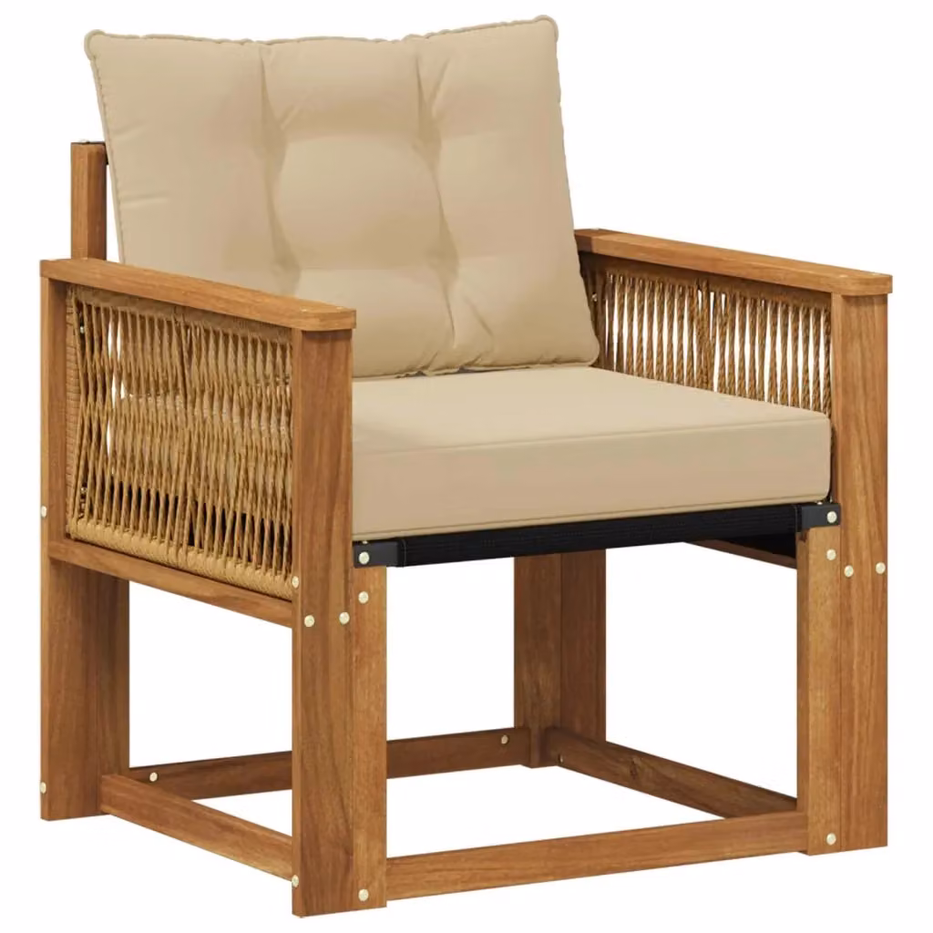 Divano centrale da esterno vidaXL in legno di acacia massello naturale con cuscini beige – 2