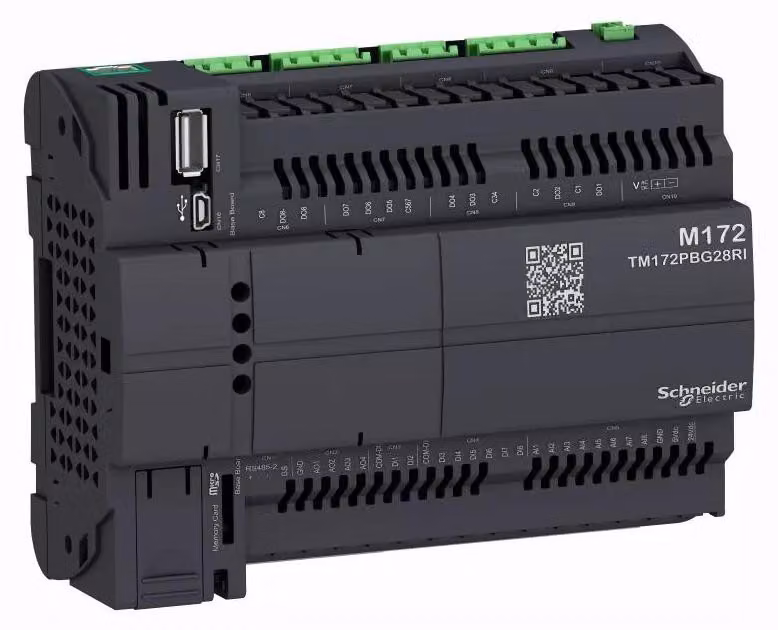 Controllore PLC Schneider Electric, Modicon M172 Performance, 28 I/O, Ethernet, Modbus, BACnet, Webvisu, 24 V CA/CC, isolato TM172PBG28RI