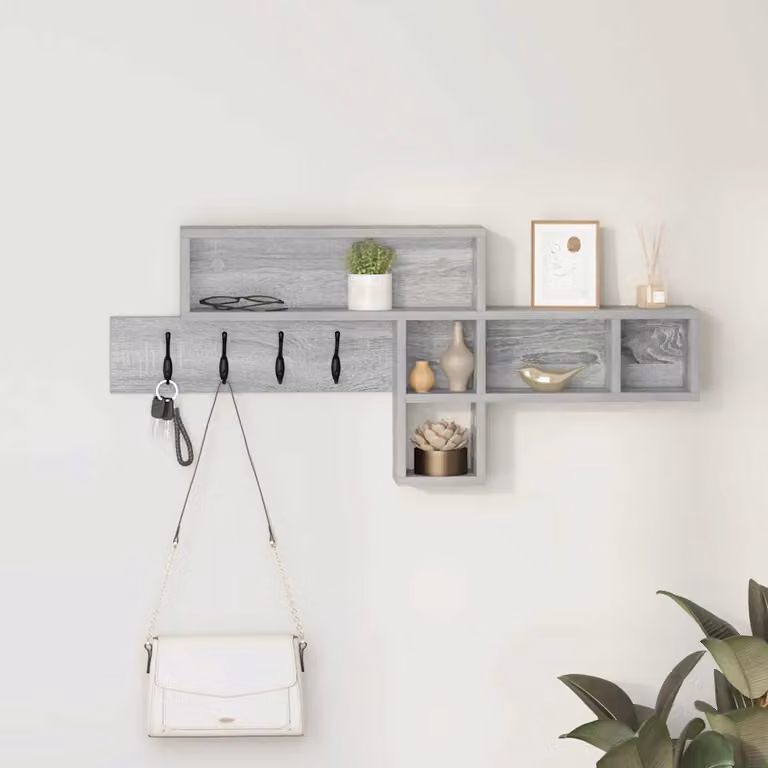 vidaXL Appendiabiti a muro moderno Grigio, L: 100 cm, P: 12 cm, H: 43,5 cm