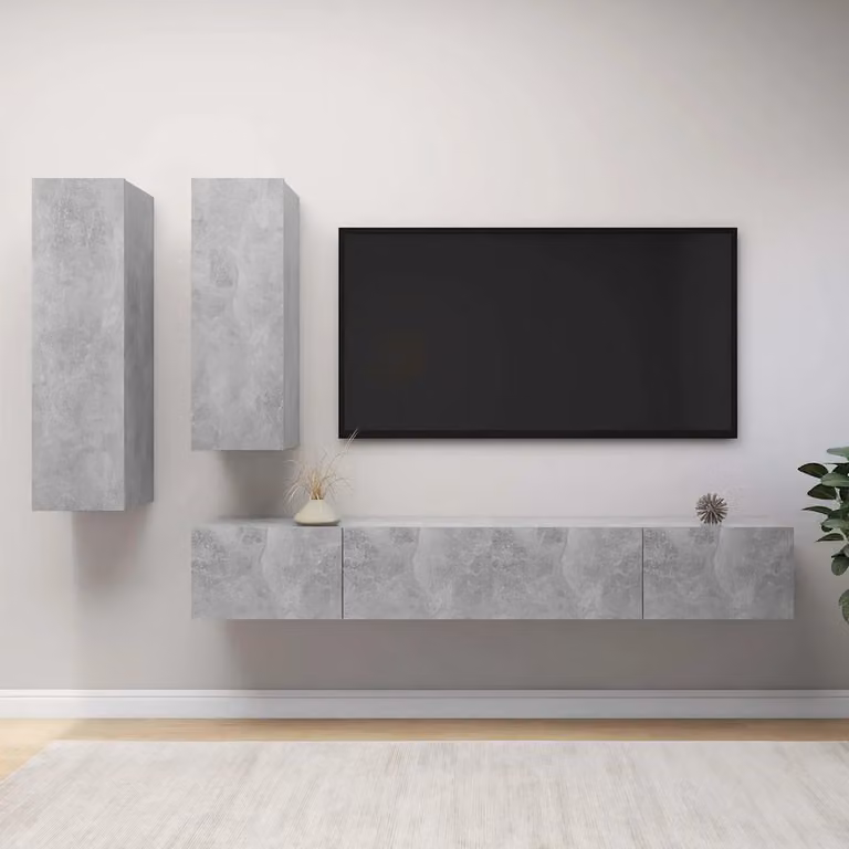 vidaXL Set di Mobili Porta TV Moderno 4 Pezzi in Legno e MDF Grigio Opaco