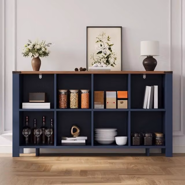 Mobile con 8 scomparti, ripiano organizer orizzontale per cucina, soggiorno e sala da pranzo, 140 x 34 x 75 cm