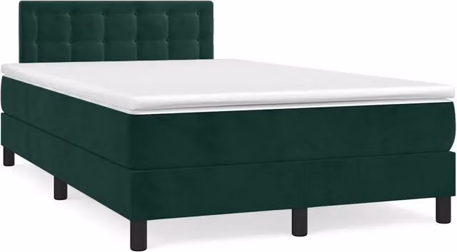 Letto a molle con materasso vidaXL in velluto verde scuro con illuminazione LED sottostante e porta USB L/P/H: 120 x 200 x 88 cm