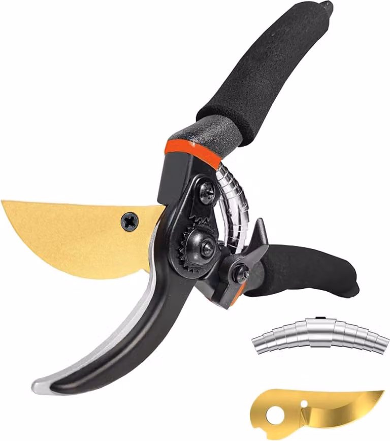 SK-5 Forbici da giardino in acciaio inox con rivestimento antiaderente - Forbici da potatura per impieghi gravosi - Lame di alta qualità per piante, siepi e fiori - Set di forbici da giardino