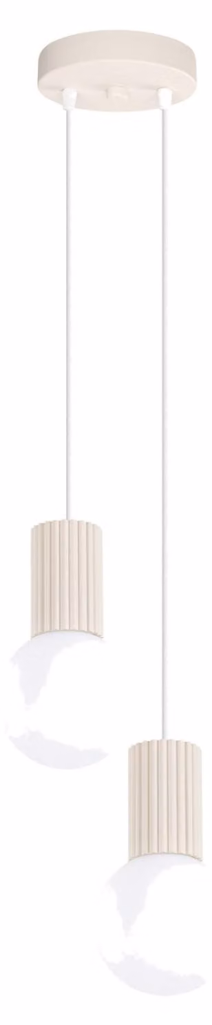 Lampada a sospensione HALO 2P beige 2xG9 8W alluminio/vetro 120x15x15cm Sollux Lighting