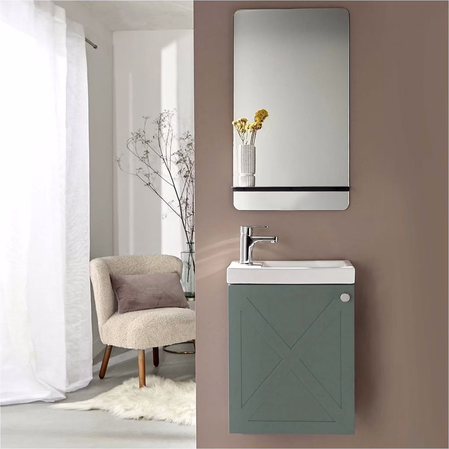 Set lavabo e specchio AVA