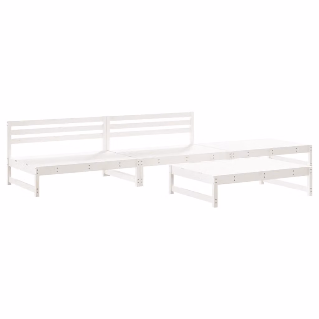 Set Salotto da Giardino 4 pz Bianco in Legno Massello di Pino