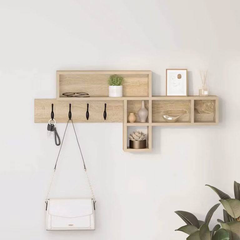 vidaXL Appendiabiti a muro moderno in Rovere Sonoma, colore marrone, L 100 cm x P 12 cm x H 43,5 cm