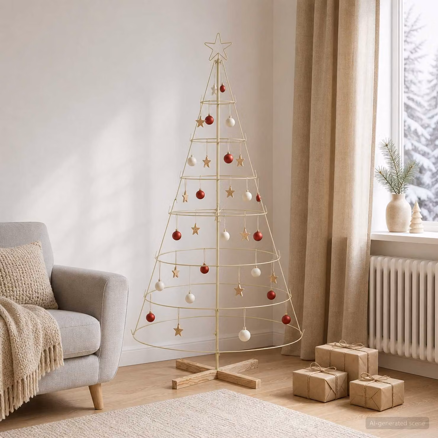 Albero di Natale a cono vidaXL KUOPIO, Acciaio Oro, Altezza: 180 cm