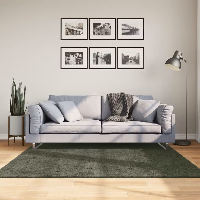 vidaXL Tappeto HUARTE Verde Bosco, Morbido e Lavabile, Antiscivolo, 160 x 160 cm