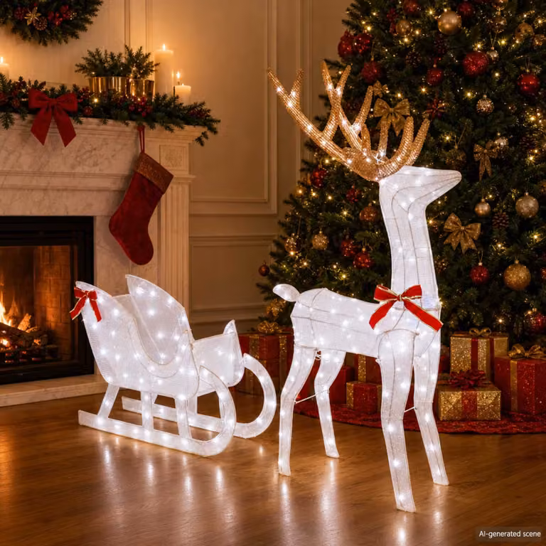 vidaXL Slitta trainata da renna LOVIISA 200 LED Bianco freddo