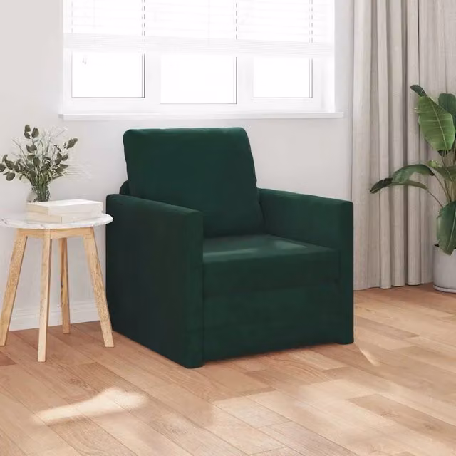 Divano letto daybed vidaXL in velluto verde scuro L: 74 cm, P: 77 cm, H: 81 cm – 1