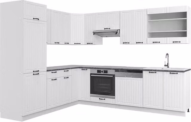Cucina angolare completa Fame-Line Vicco Bianco rustico L: 287 cm, P: 227 cm – 1