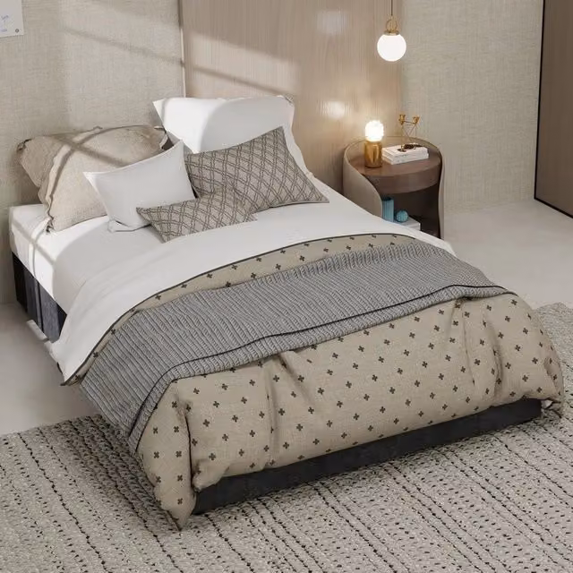 Letto Contenitore Imbottito ¨C MINIMAL ¨C Grigio, Velluto, 140x200, Senza Testiera