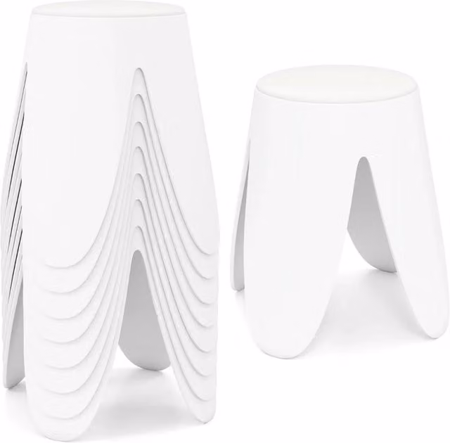 Set di 8 sgabelli impilabili 45 x 45 x 46 cm comodi e portatili moderni in pp bianco 20_0017735