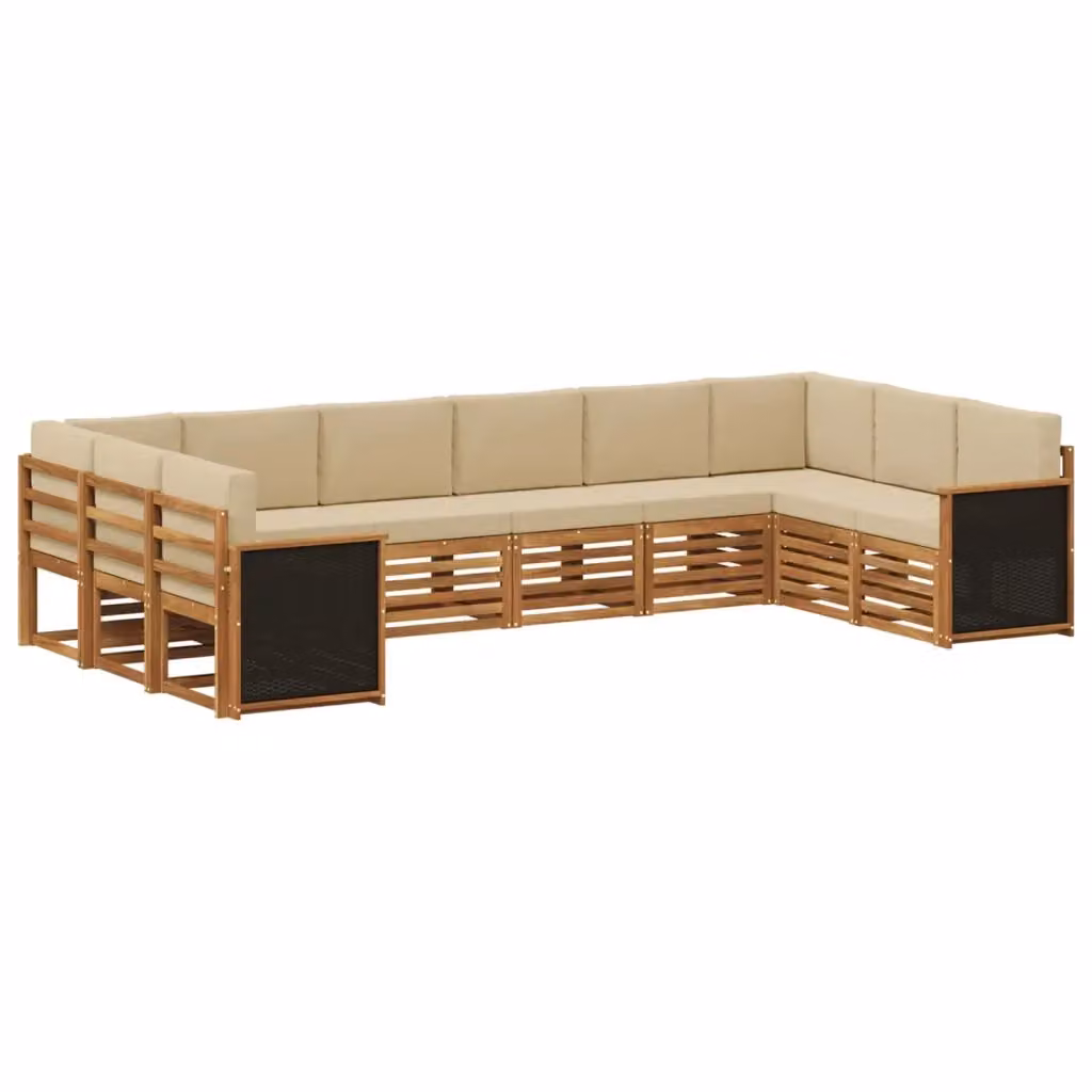 Set di divani da esterno a L vidaXL in legno di acacia con cuscini beige, 7 pezzi – 2