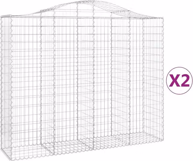 Cesti Gabbioni ad Arco 2 pz 200x50x160/180 cm Ferro Zincato