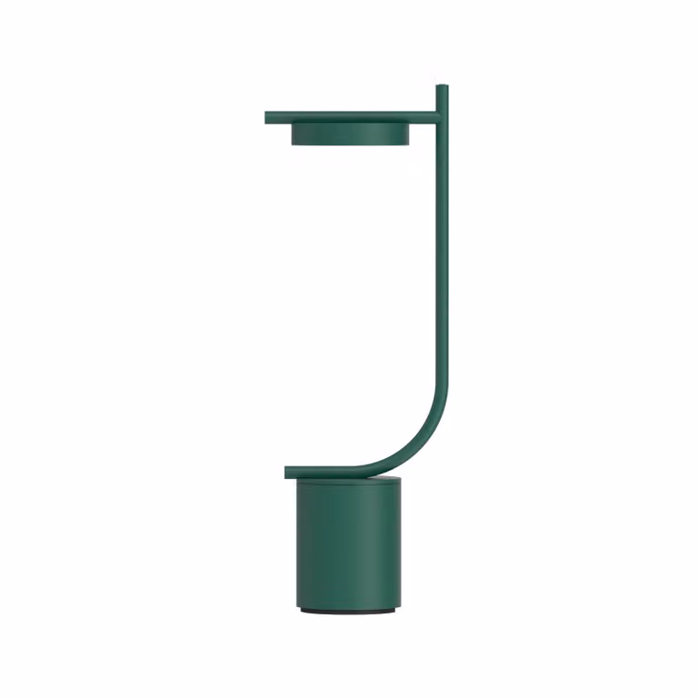 GRUPA Lampada LED da tavolo a batteria Igram, verde, 40 cm, IP44 dimmerabile, Verde, Soggiorno / Sala da pranzo, Metallo, Design