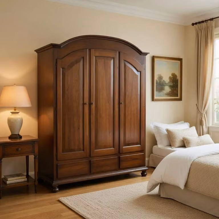 Armadio arte povera Mobili 2G con 3 porte e 3 cassetti in legno color noce L: 181 cm, P: 61 cm, H: 224 cm