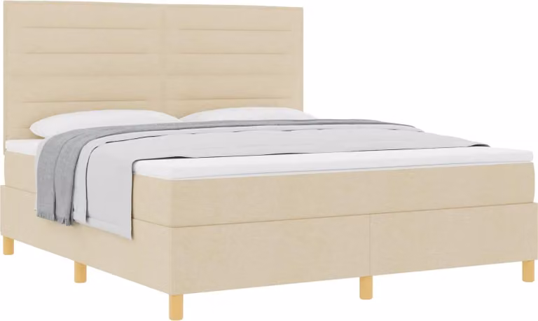 Letto a molle con materasso Crema 180 x 200 cm Tessuto