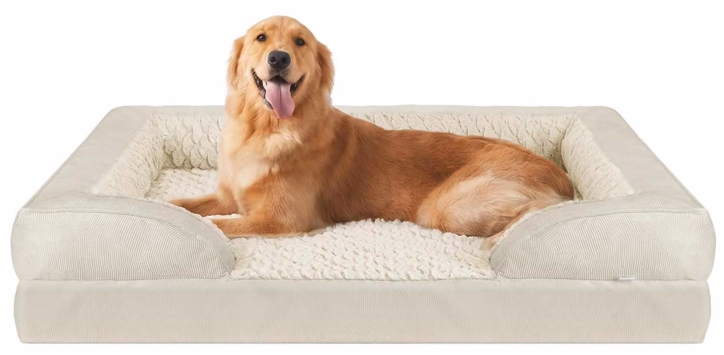 Cuccia ortopedica per cani, 107x81x17 cm, color beige