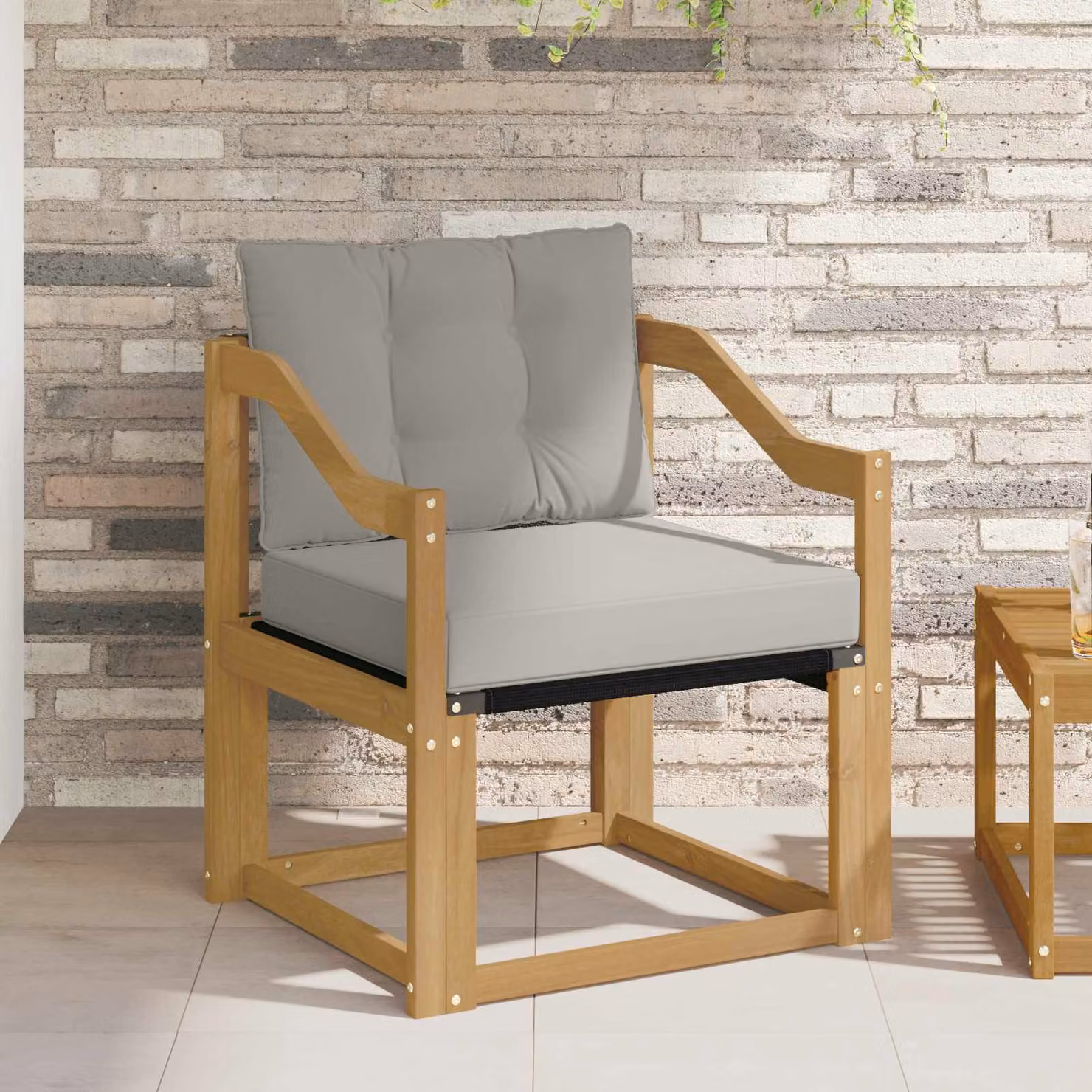 Divano da esterno moderno vidaXL in legno di acacia massello con cuscini in tessuto e schiuma disponibile in bianco, grigio o marrone