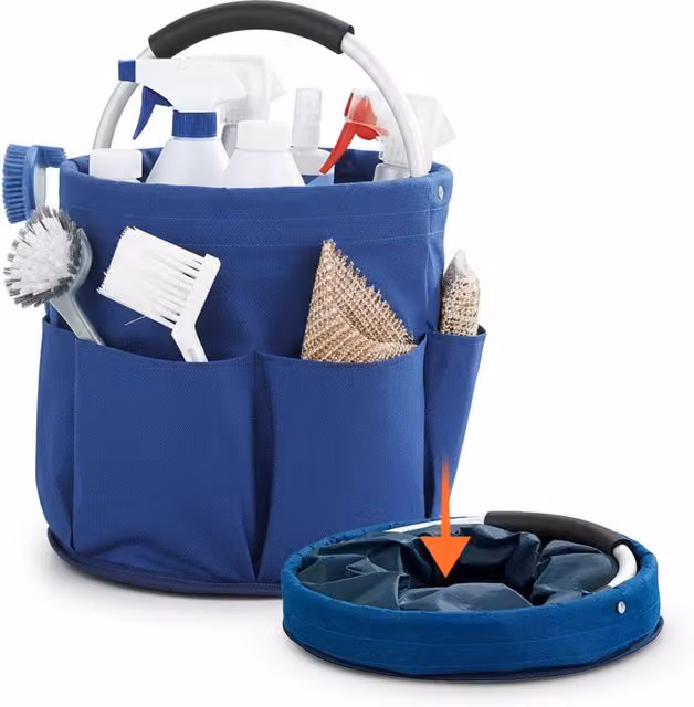 Secchiello Pieghevole Multiuso Avilia Home Blu da 16 L con Tasche in Tessuto