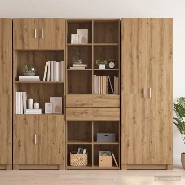 Libreria minimalista vidaXL in legno color rovere marrone L/P/H: 30 x 42.4 x 185.2 cm