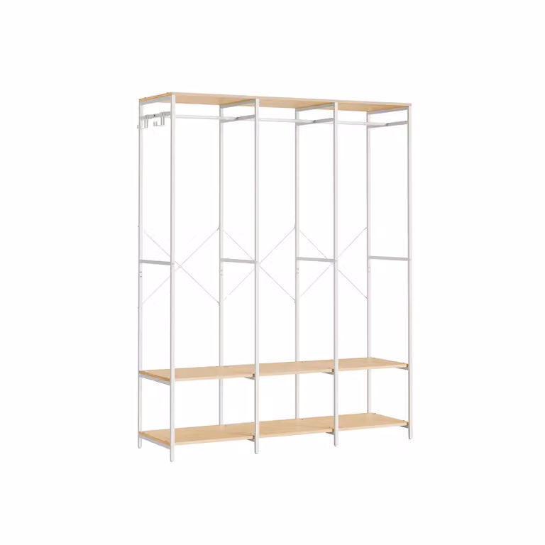 Guardaroba Portatile 40 x 141 x 180 cm Marrone Vintage, Beige Naturale / 40 x 141 x 180 cm