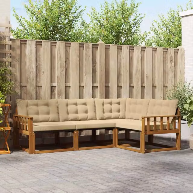 Set di divani da esterno 4 pz Naturale e Beige 3369408