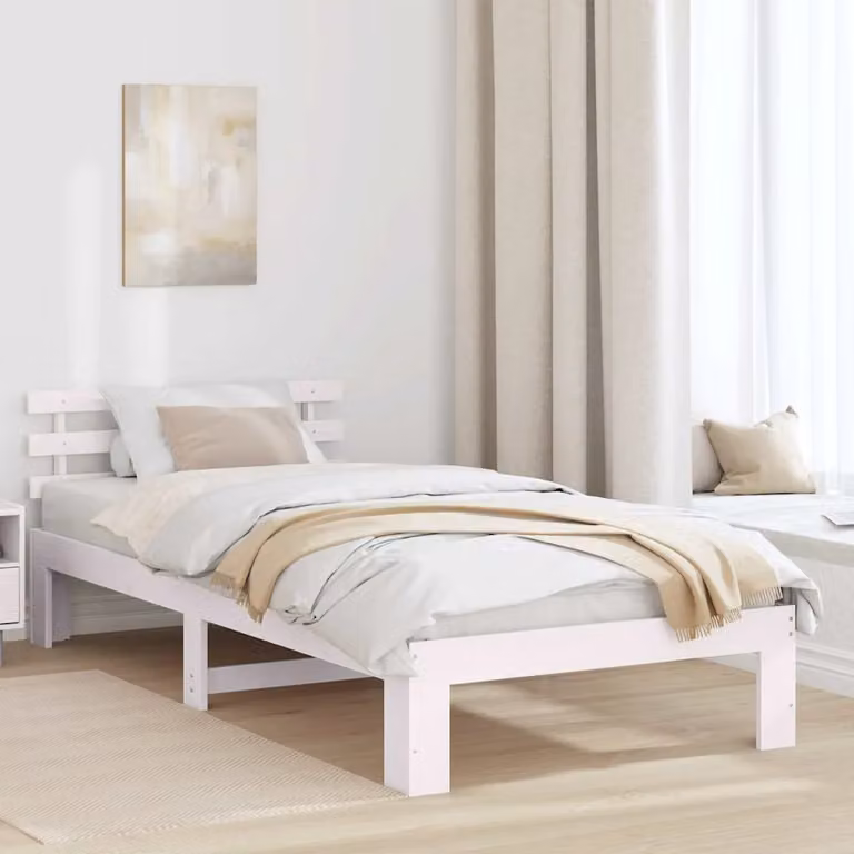 Struttura del letto vidaXL in pino massello bianco L 80 x P 200 cm