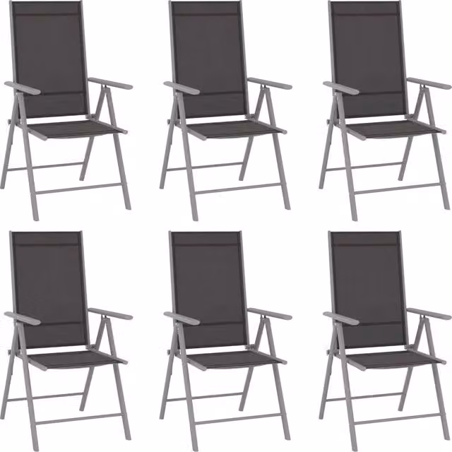 Set Mobili da Pranzo per Giardino 7 pz Alluminio Argento e Nero 3070636