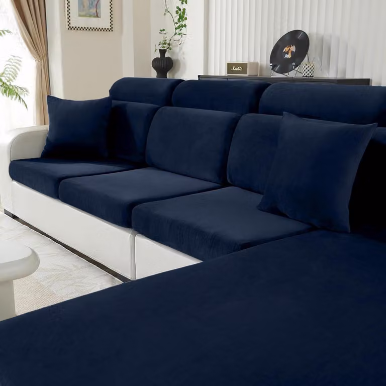 Copertura per cuscino da seduta, colore blu scuro, per chaise longue, elasticizzata, antiscivolo, lavabile