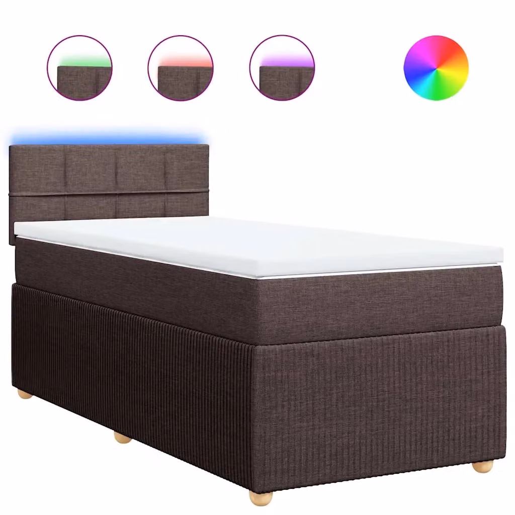 vidaXL Letto Ibrido con Materasso a Molle Insacchettate Marrone e Bianco L/P/H: 90 x 200 cm – 2