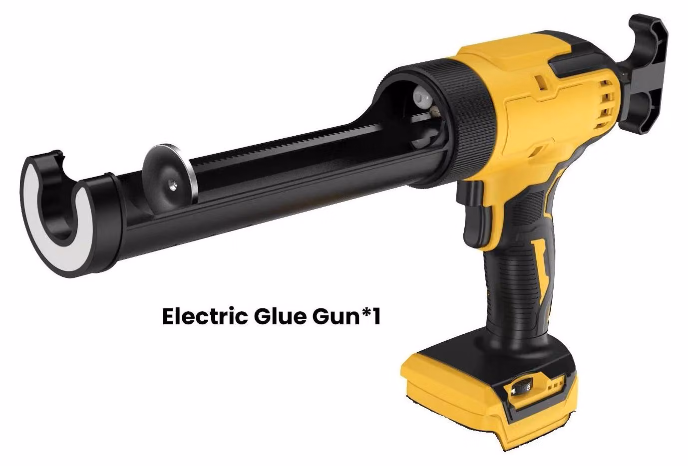 Pressa per cartucce elettrica - Pistola per sigillanti a batteria - 6 velocità - Luce LED - Per batteria da 18V, senza batteria - Gialla