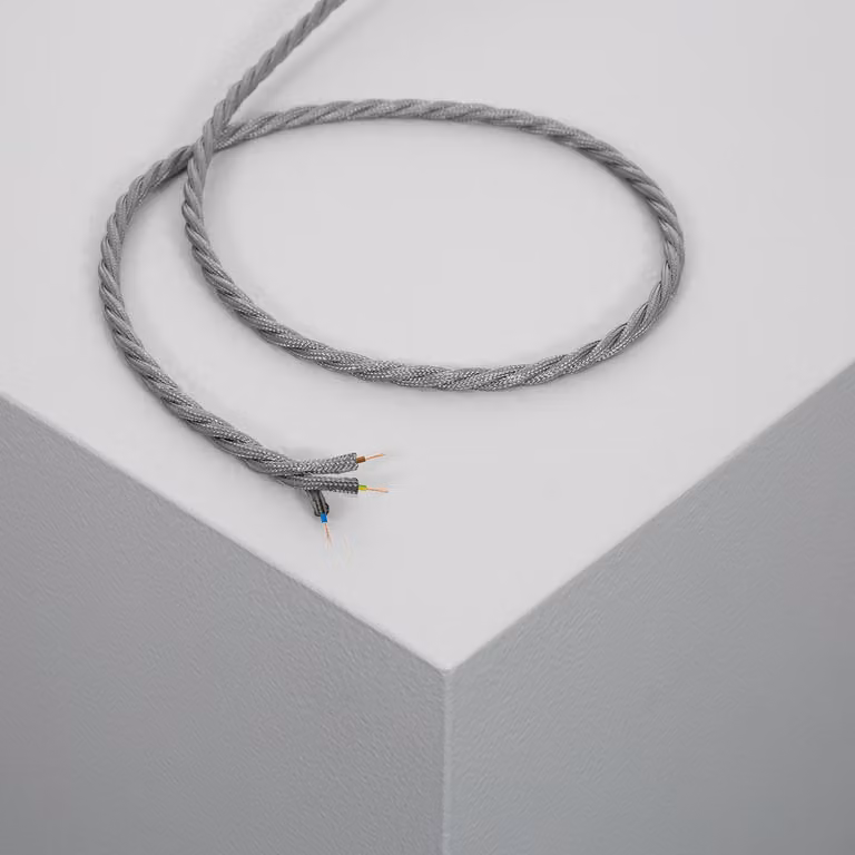 Cavo tessile intrecciato grigio 2 m