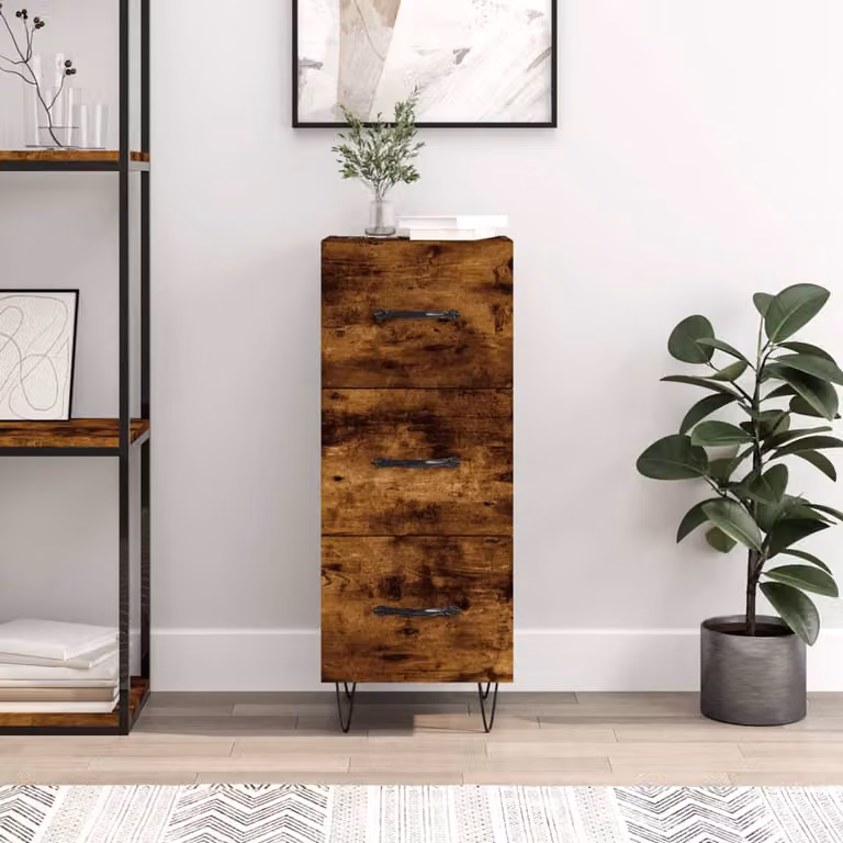 Credenza moderna vidaXL in legno Rovere Fumo, sospesa, L/P/H: 34,5 x 34 x 90 cm