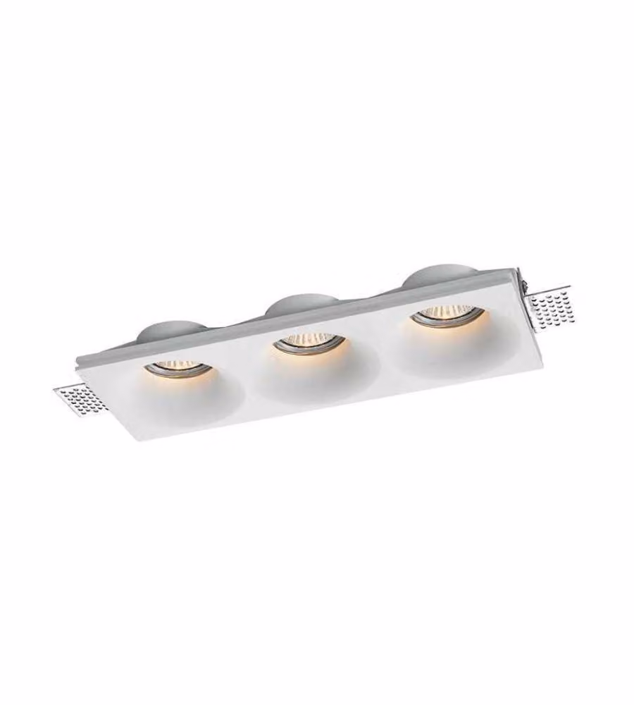Portafaretto LED da incasso rettangolare V-TAC in gesso con 3 alloggiamenti GU10, colore bianco