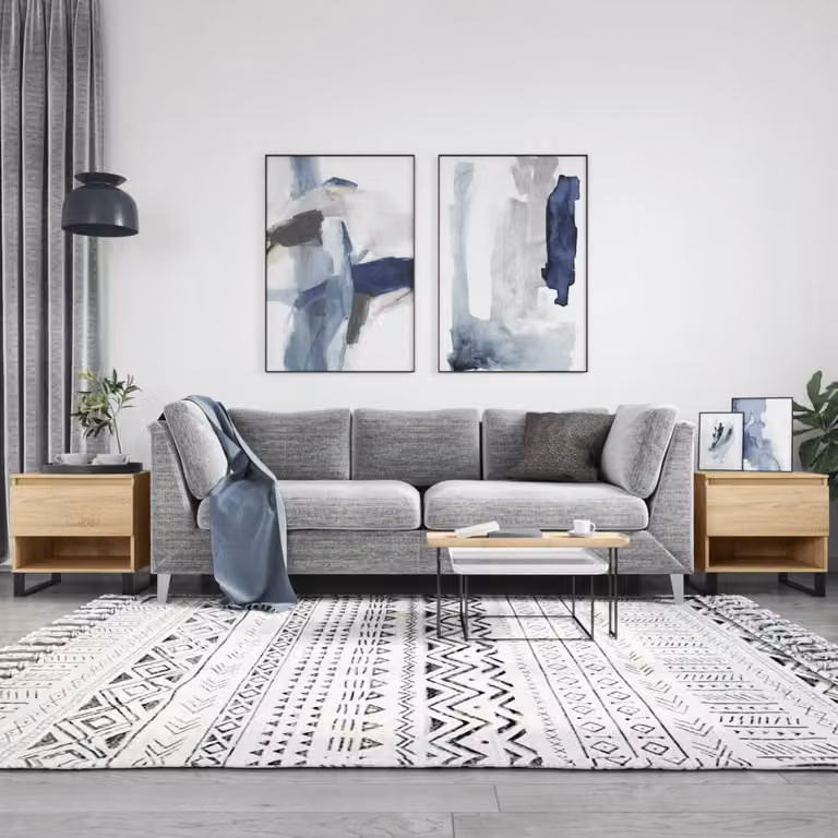 Set di 2 tavolini da salotto moderni vidaXL in legno e metallo colore rovere, L/P/H: 50 x 46 x 50 cm