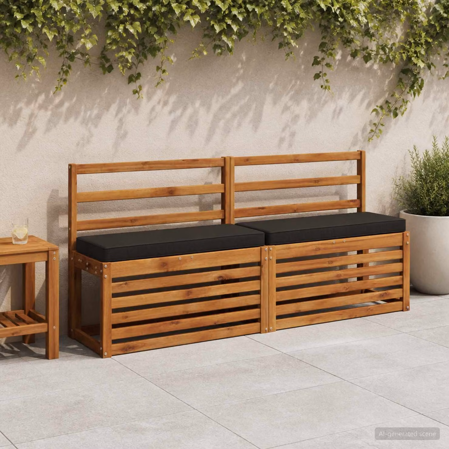 Cuscino per panchina vidaXL VUGHT in poliestere nero con rivestimento rimovibile e lavabile
