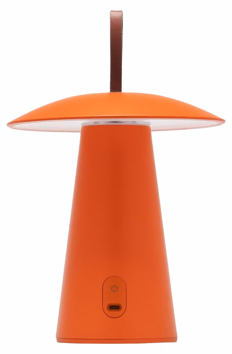 Lampada da tavolo a LED, forma a fungo, dimmerabile, arancione, per interni ed esterni