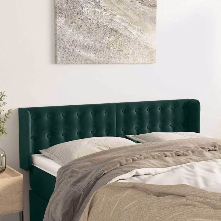 Testiera ad orecchio vidaXL in velluto verde scuro L: 147 cm, P: 16 cm, H: 78-88 cm