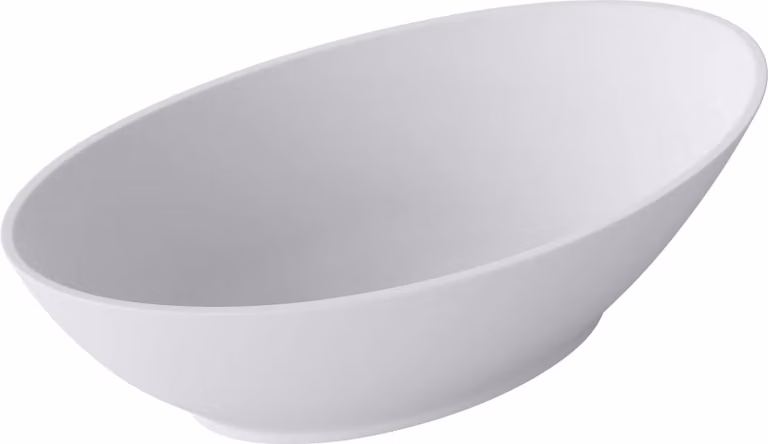 doporro Lavabo da Appoggio, Lavandino Bagno 62.5x34.5x17.5cm, Lavabo Ovale da Minerale Fuso Colossum807, Biano Opaco
