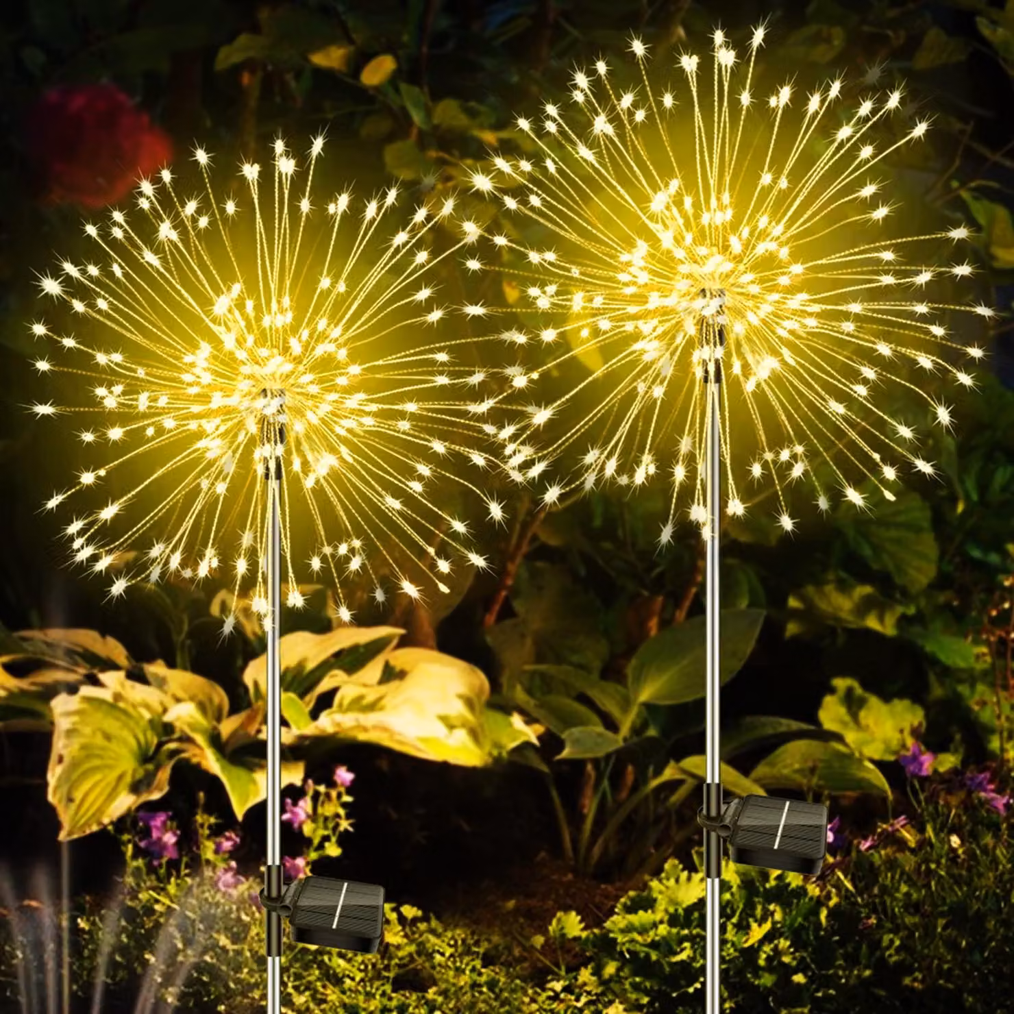 Set di luci solari a forma di tenda, 2 pezzi, 120 LED, impermeabili, 8 modalità