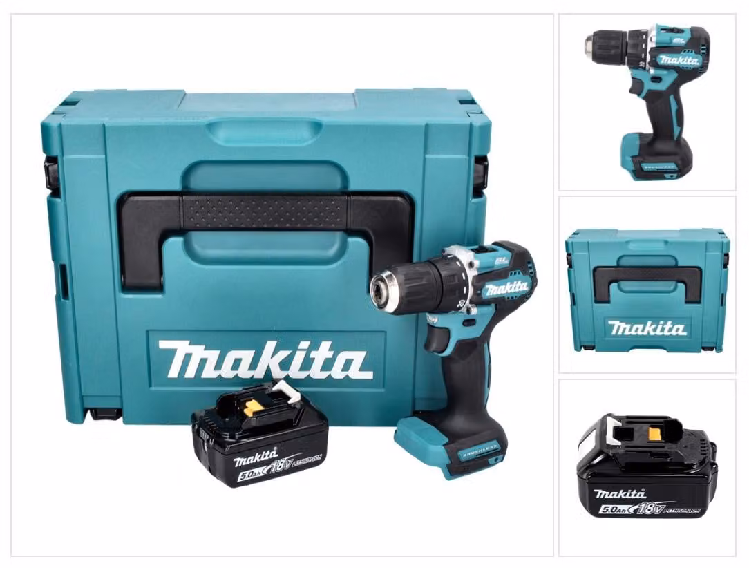 Trapano avvitatore a batteria Makita DDF 487 T1J 18 V 40 Nm brushless + 1x batteria ricaricabile 5,0 Ah + Makpac - senza caricabatterie