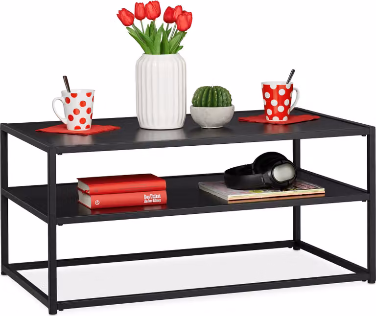 relaxdays 10026788_0 relaxdays Couchtisch Holz schwarz 90,0cm x 50,0cm x 42,0 cm