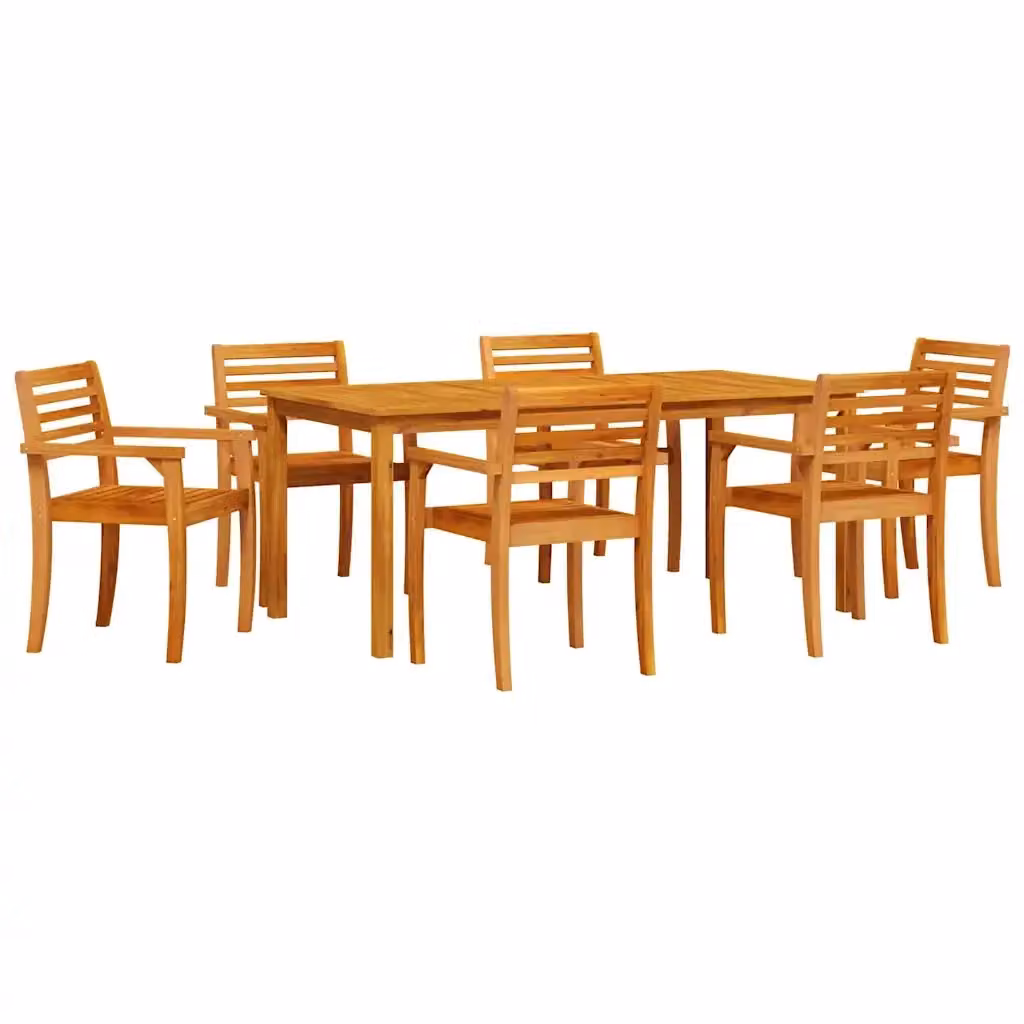 Set da pranzo per giardino e terrazzo vidaXL in legno di acacia marrone, 7 pezzi – 2