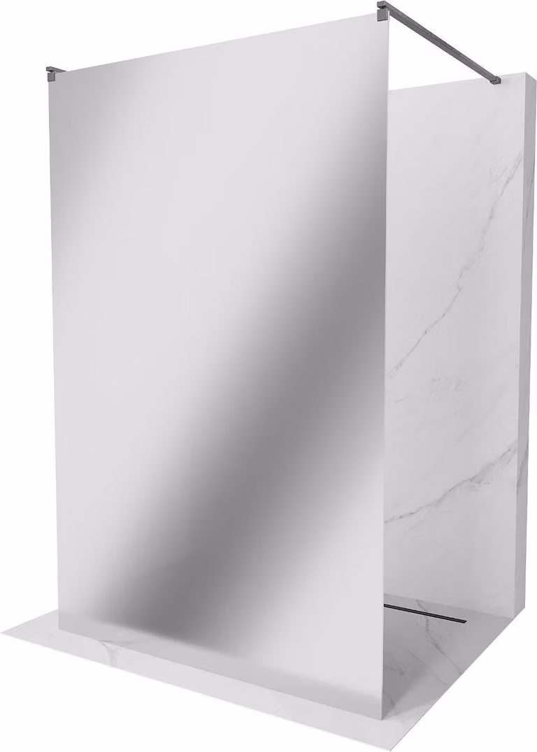 Mexen Kioto parete doccia autoportante 140 x 200 cm, specchio 8 mm, grigio canna di fucile spazzolato - 800-140-002-66-50